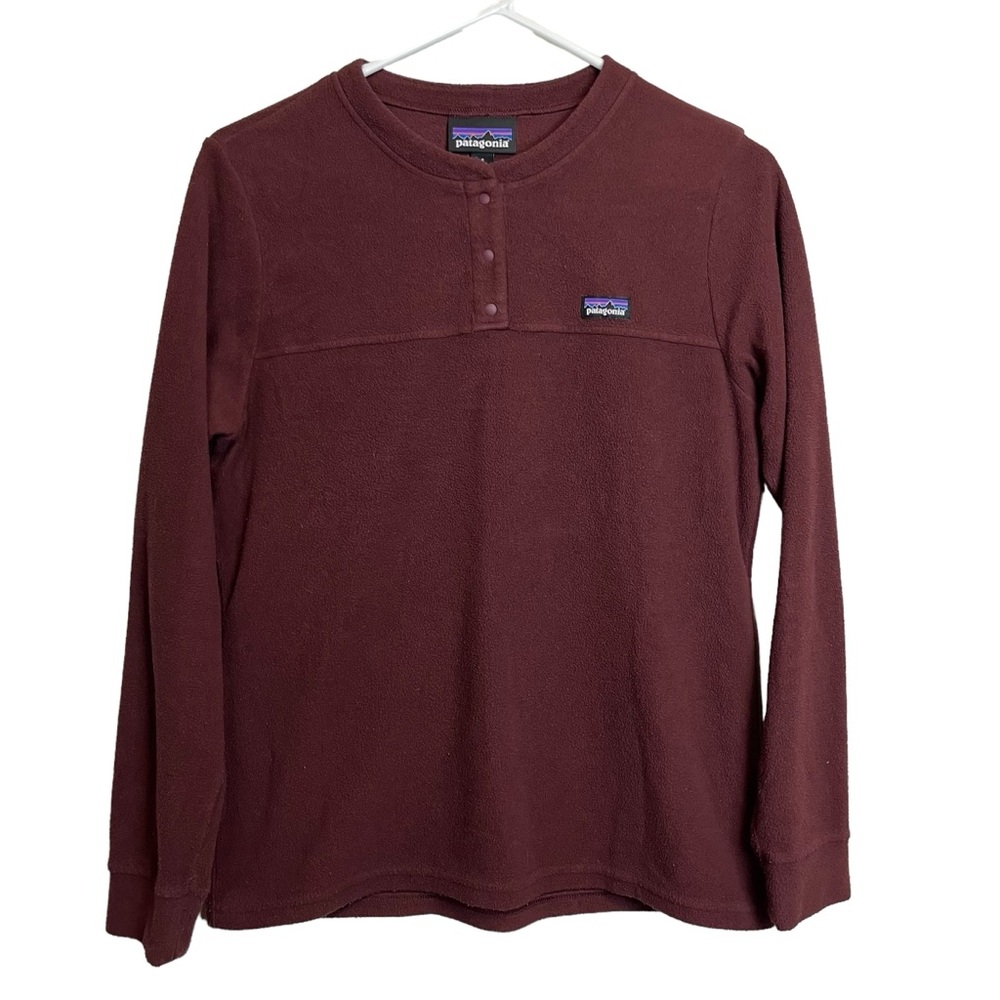 Patagonia Maroon Fleece Snap Button Long Sleeve Size S Women